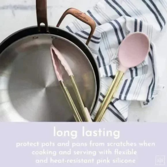 Anthropologie 7 PCS Gold-Pink Kitchen Utensil Set - Picture 6 of 8